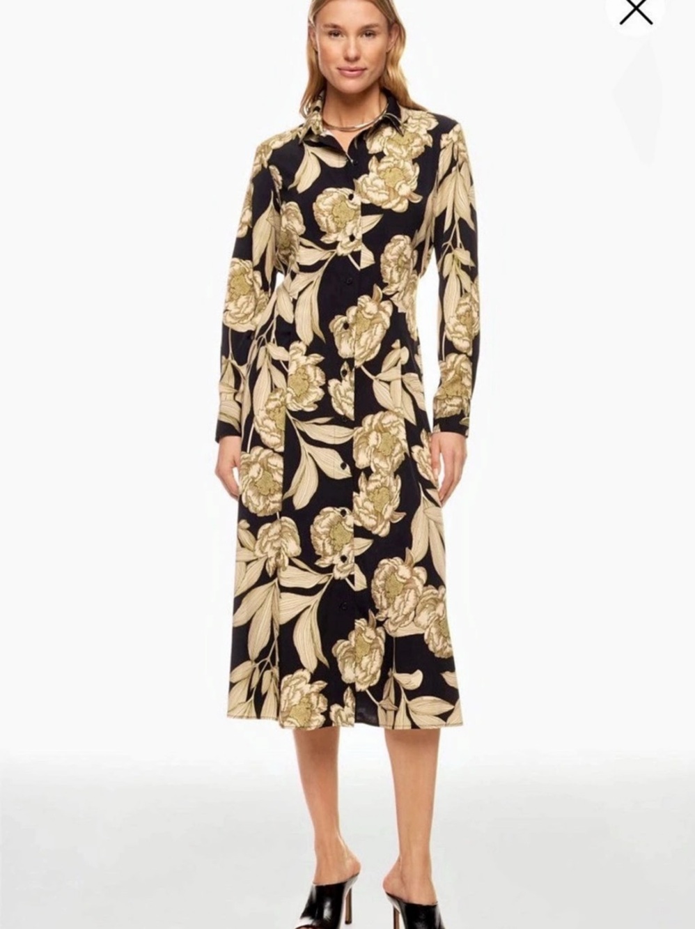 The Sak Thakoon Collective Floral Midi Dress Floral Midi Dress Black & Beige